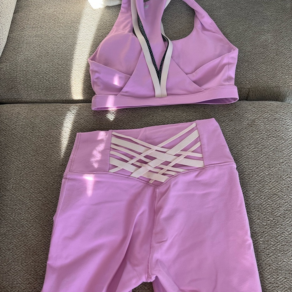 Purple biker shirt & bra set size small